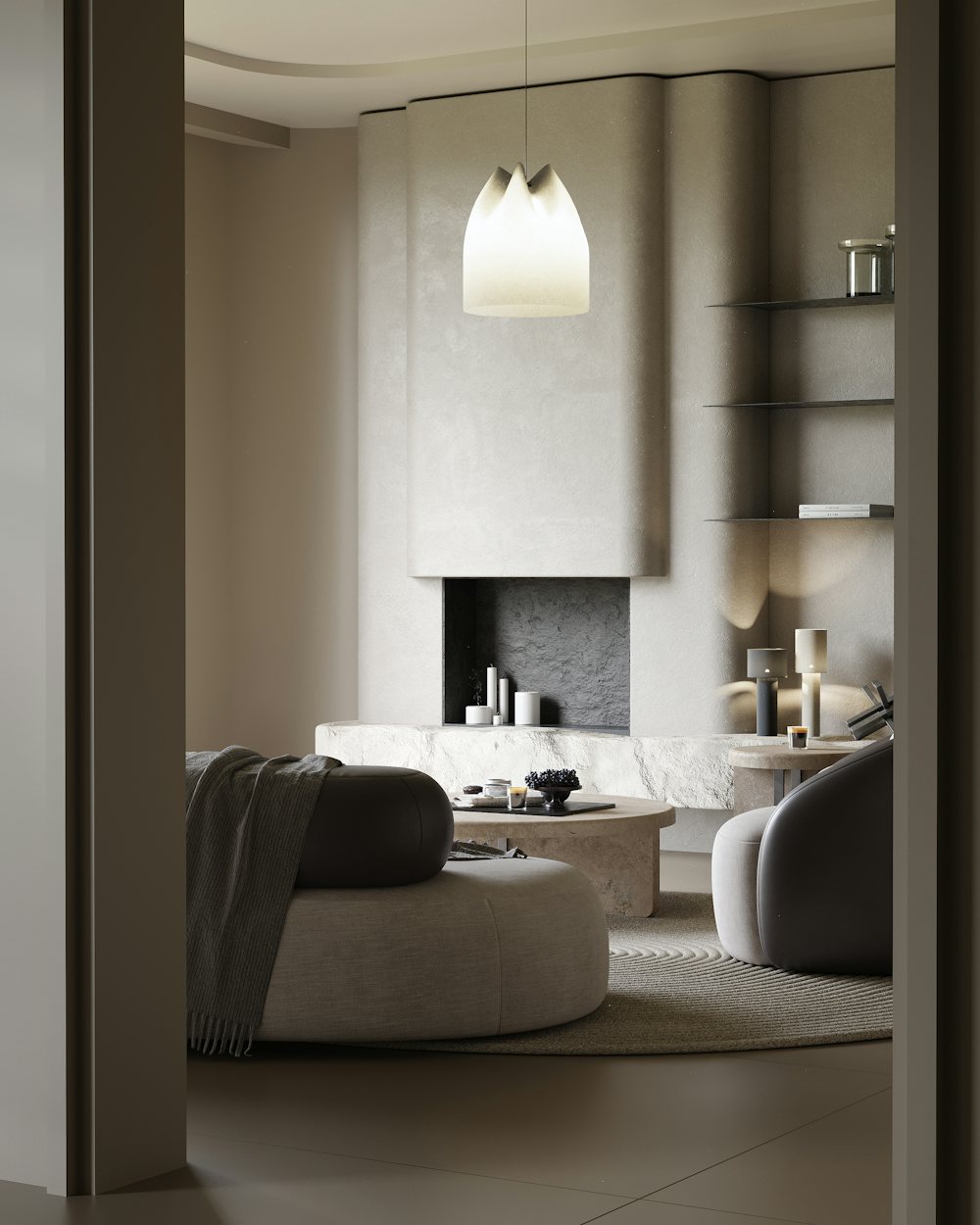 Interior moderno con iluminación cálida